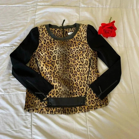 Milly leather trim leopard sweater - Picture 2 of 9
